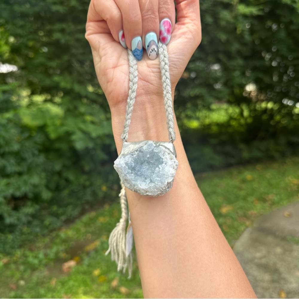NWT Become Spellbound Cornflower Blue Crystal Quartz Talisman Necklace